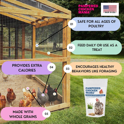 (10 Pampered Chicken Mama Premium Scratch Feed Treat - High Protein & High Calcium All-Natural Backyard Chicken Grower