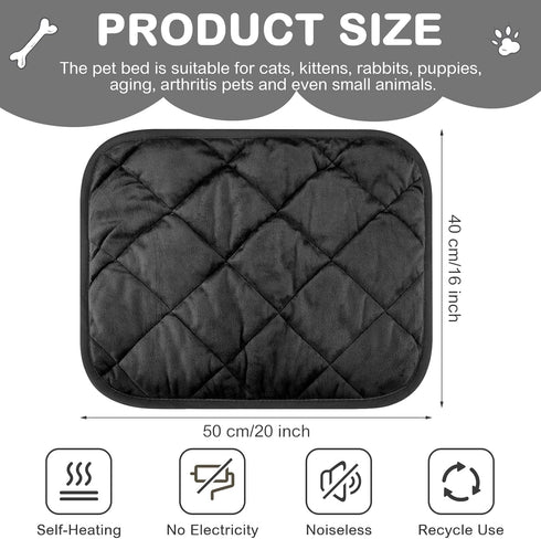 4 Pack Self Heating Cat Pad Self Warming Dog Mat Reflects Body Heat Extra Warm Thermal Pet Pad Washable Dog Cat Bed Crate Bed Mat Blanket for Outdoor and Indoor Pet (Black,16 x 20 Inch)