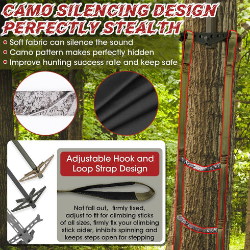 Step Climbing Aider - Climbing Stick Aiders for Hunting Rope Ladders Tree Steps Aider Gear