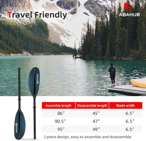 90.5 Inches Abahub Kayak Paddle, Kayaking Oars for Boating, Canoeing with Free Paddle Leash, Aluminum Alloy Shaft