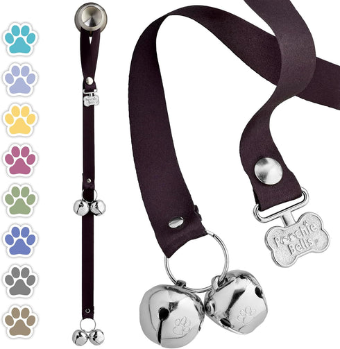 Dog Door Bells for Potty Training, Handcrafted in USA with Loud, Paw-Safe Bells, Quick & Easy Puppy Training, Black