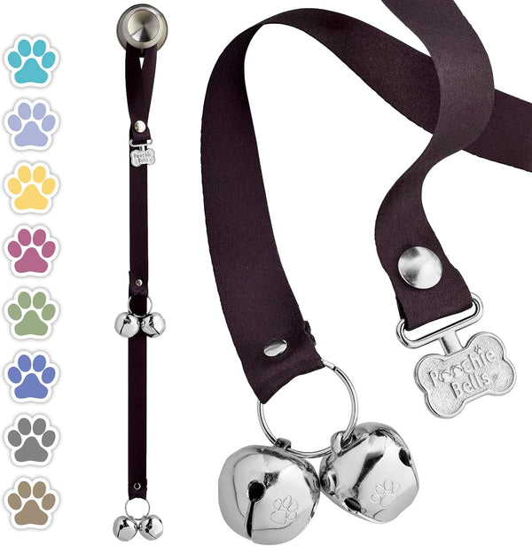 Dog Door Bells for Potty Training, Handcrafted in USA with Loud, Paw-Safe Bells, Quick & Easy Puppy Training, Black
