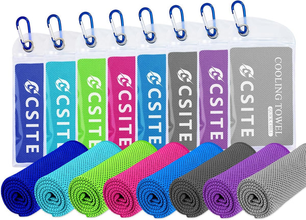 CSITE 8 Pack (47"x12") Cooling Towels for Neck and Face Bulk, Ice