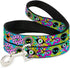 Buckle-Down Pet Leash, Funky Alien Flowers Aqua Blue Multi Color, 4 Feet Long, 1.0 Inch Wide