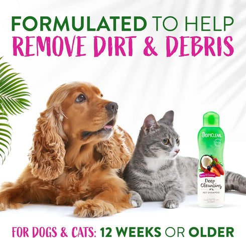TropiClean Berry & Coconut Deep Cleansing Dog Shampoo | Natural Pet Shampoo | Deodorizing | 20 oz.