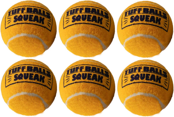 PetSport 6 Pack Giant Squeak Tennis Ball Dog Toys (4") for Large Dogs, Durable Non-Toxic Felt & Rubber