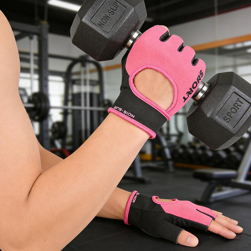 HinyBoeh Workout-Gloves for Men & Women - Fingerless Gym Gloves with Non-Slip Palm Breathable Lightweight