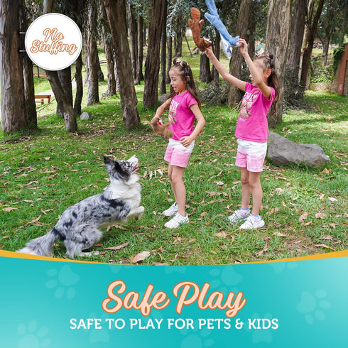 Chesk 5 Pack Squeaky & Crinkle Dog Toys - No Stuffing Plush Chews for Small Medium Large Breed Chewers