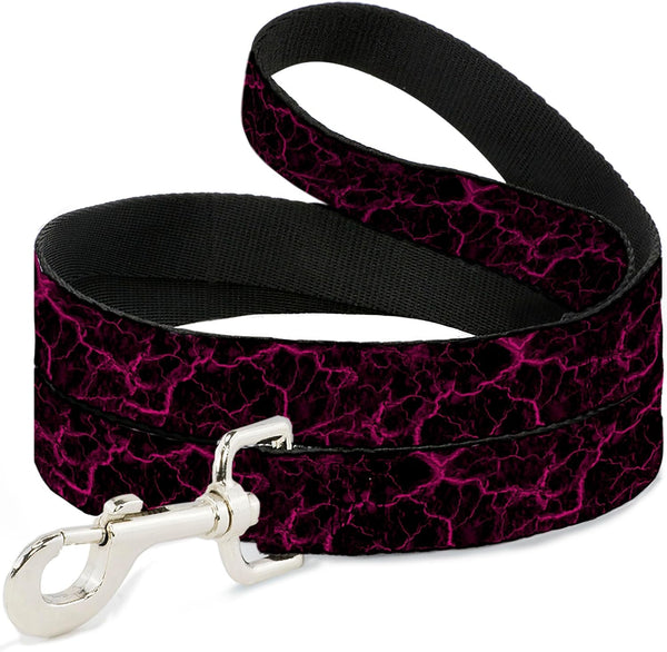 Buckle-Down Durable Dog Leash - Stylish Snap Closure, Marble Black Hot Pink, 4 Feet Long, 1.0 Inch Wide