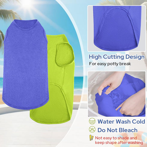 2 Pack Dog Shirts, Quick Dry Breathable Sleeveless Vest, Summer Stretchy Tank Top T-Shirts for Large Dogs (M)