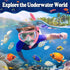 U PHITNIS Kids Snorkel Set - Dry Top Snorkeling Gear for Age 4-14, Childs Diving Mask with Big Eyes