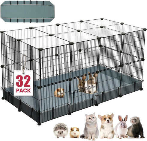 32 Panels Small Animal Playpen,47.5" x 23.7" x 31.5" Pet Playpen with
