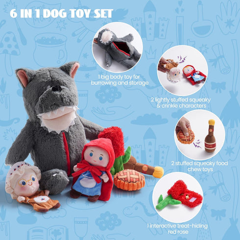 Nocciola Fairy Tale Squeaky Dog Toys, Cute Interactive Plush Stuffed Hide and Seek Cognitive Puzzle Puppy Crinkle Chew