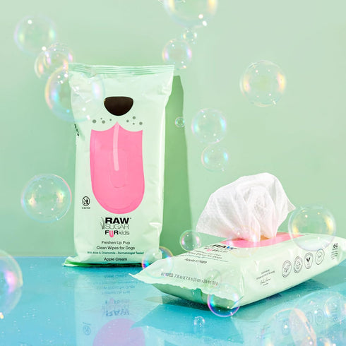 RAW SUGAR Dog Wipes, 3 Pack, 60 Ct - Waterless Pet Grooming Wipes with Chamomile & Aloe Vera for Paws, Coat, Face & Ears