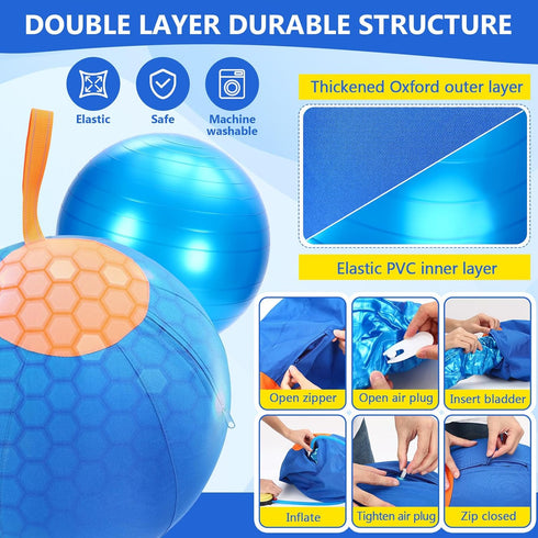 LaRandom 2 Set 17 Inch Herding Ball for Dogs, Dog Herding Ball with Oxford Cloth Cover Pump Tool Agility Training