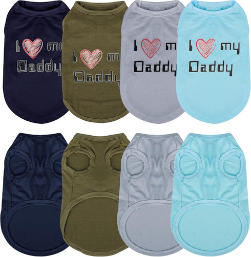 Expressive Pet Vest: 4PCS Sleeveless Dog Shirt with 'I Love My Daddy' Slogan for Chihuahuas, Poodles, Yorkies - Small