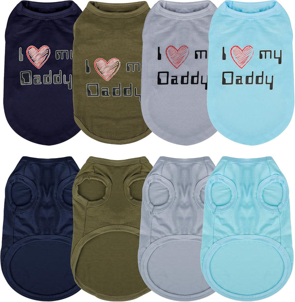 Expressive Pet Vest: 4PCS Sleeveless Dog Shirt with 'I Love My Daddy' Slogan for Chihuahuas, Poodles, Yorkies - Small