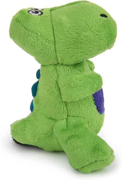goDog Just For Me Dinos T-Rex Squeaky Plush Dog Toy - Green, Mini, Chew Guard Technology