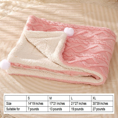 Premium Soft Dog Blanket, Washable Puppy Essentials, Calming Throw for Medium Small Dogs, Pink-M