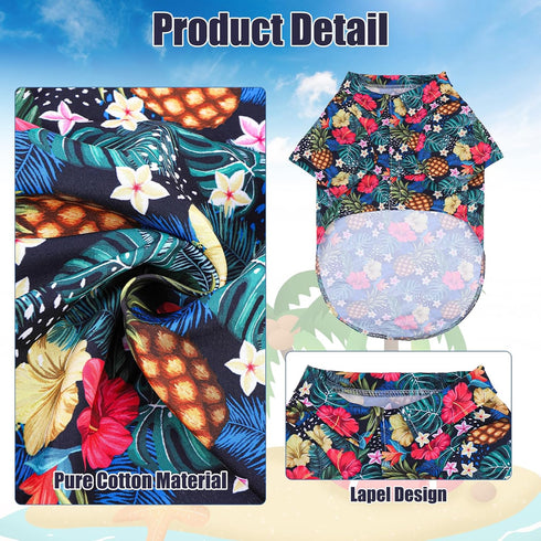 EXPAWLORER Dog Hawaiian Shirt - Breathable Summer Polo T-Shirts for Small Medium Large Dogs
