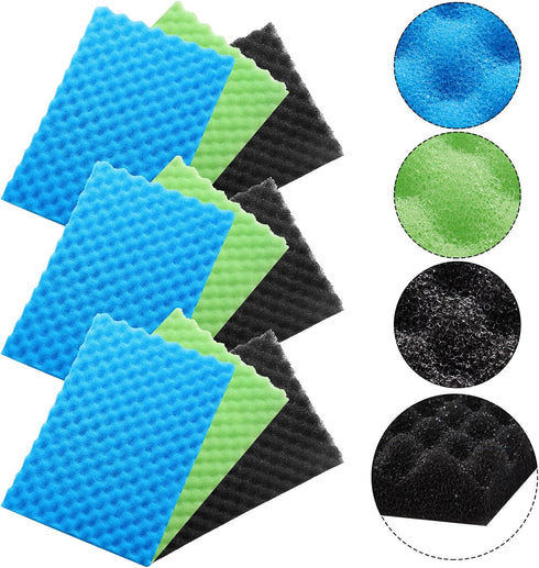 9 Pcs Fish Pond Foam Aquarium Filter Sponge Wave Shape Coarse Foam