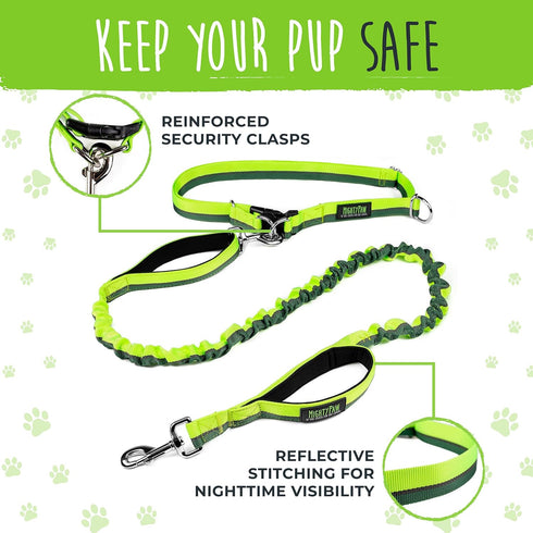 Mighty Paw Hands Free Dog Leash | Bungee Waist Leash for Walking, Running, Up to 150 lbs, 36" - 48"
