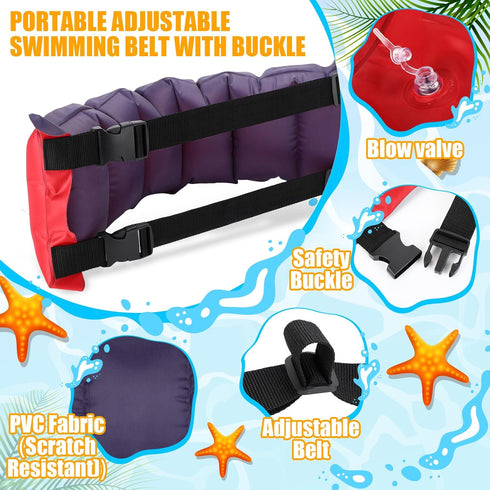 Inflatable Swim Belt - Portable Waist Floatation Belt for Adults, Adjustable Swimming Training Aid