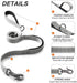 TwoEar 5FT 1IN Strong Gray Dog Leash - 2 Padded Handles, Traffic Handle for Extra Control, Reflective Walking Lead
