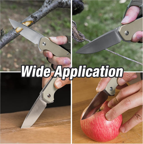 FLISSA Pocket Knife - Folding Tactical Knife with G10 Handle, D2 Blade, Liner Lock, and Pocket Clip for Outdoor Use