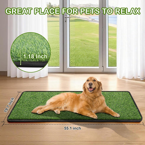 Washable(19.7"*55.1") Artificial Grass Mat, Dog Grass Pee Pads, Fake Grass Pad for Pets Potty Training, Soft Grass Pad