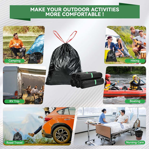 xinkerco 8 (50PCS) ortable Toilet Bags, Gallon Drawstring Biodegradable Camping Toilet Bags Leak-Proof Potty Bags