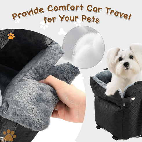 15 lbs) Center Console Dog Car Seat for Small Dogs Cats (Up to - Washable, Foldable Pet Booster Seat with Safety Hooks