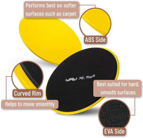 Mr. Pen Core Sliders for Working Out, 2 Pack, Dual Sided Fitness Discs, Exercise Sliders for Strength