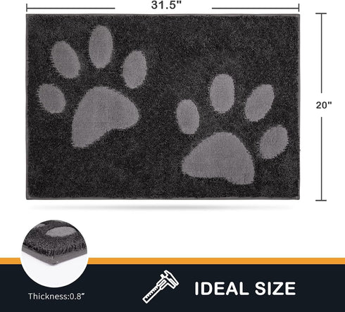 PURRUGS Dirt Trapper Door Mat 20" x 31.5" - Non-Skid Machine Washable Microfiber Entryway Rug for Muddy Shoes