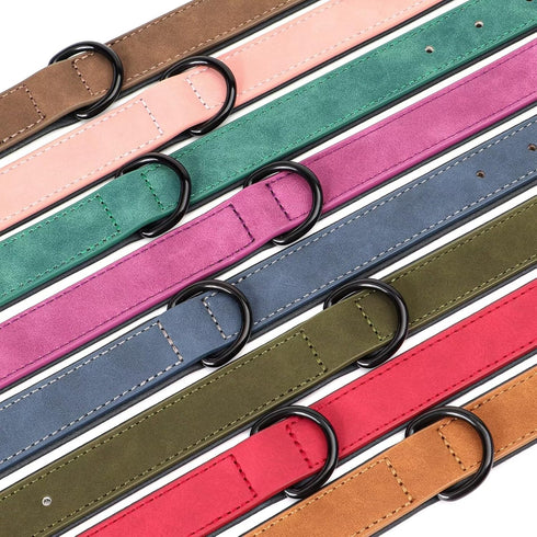 Didog Soft Padded Leather Dog Collar, Breathable Heavy Duty Leather with Adjustable Rust-Proof Metal Buckle for Small