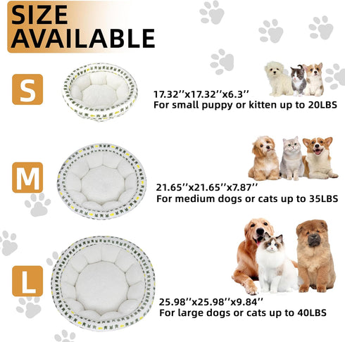 Super Soft Small Dog Bed & Cat Bed, Cozy Round Fluffy Plush Pet Bed, Anti-Anxiety Puppy Cuddler, Machine Washable Faux