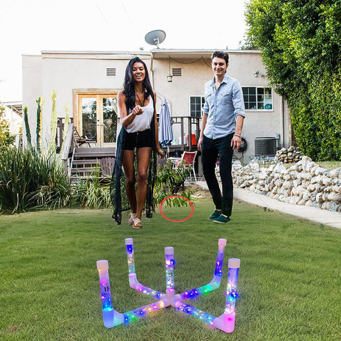 Set MOLACHI Ring Toss Games for Adults and Kids,Yard Games,Outdoor Indoor Games with LDE Light,Easy to Up w/Compact