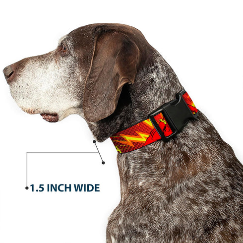 Buckle-Down Plastic Clip Collar, The Flash BOOM-KABOOM!, 1" Wide, Fits 15-26" Neck, Large