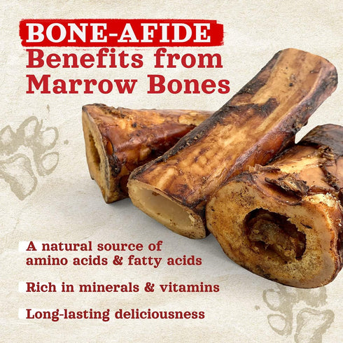Natural Farm Dog Bones for Large Dogs (5-6 Inch, 2-Pack), 100% Beef Bone Marrow Dog Treats, High in Minerals & Vitamins, Grain-Free, Long-Lasting Bones Chews, Supports Dental Health