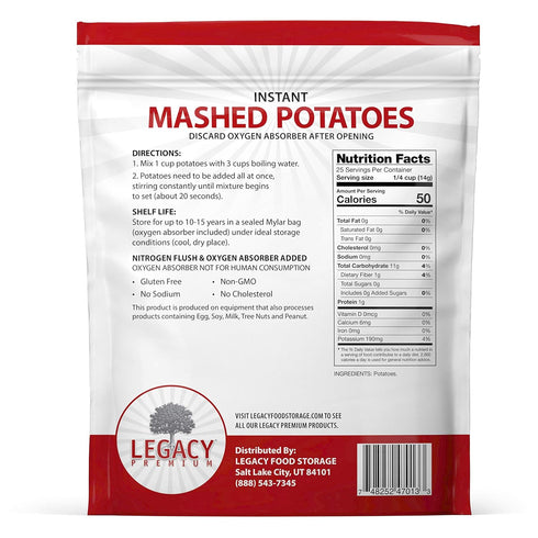 15 1) Legacy Essentials Instant Mashed Potato Flakes - Year Shelf Life Freeze Dried Mash Potato for Emergency Food