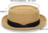 Pork Pie Hat for Men and Women, Classic Khaki Boater Derby Sun Hat with Grosgrain Band