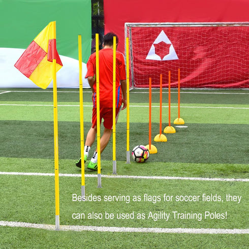 Zosebffej Set 4 Soccer Corner Flags with Storage Bag, of Corner Flags for Soccer Field, Football soccer training