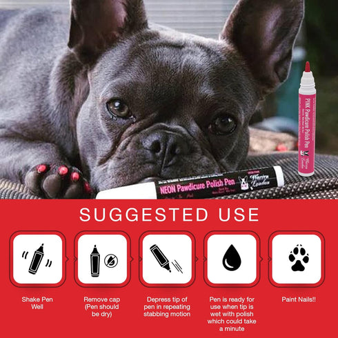 Warren London Pawdicure Dog Nail Polish Pens - Made in USA, Quick Dry, Neon Pink, 13 Colors