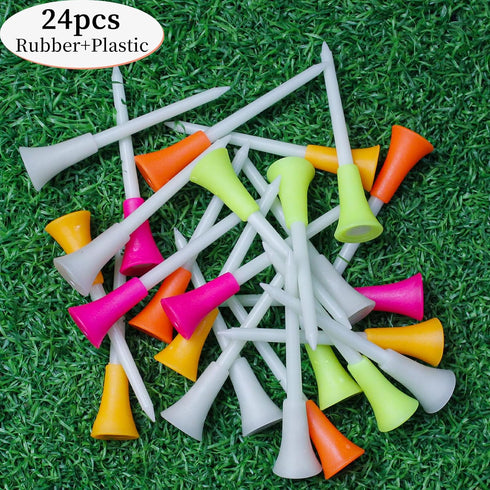 KOFULL 24 Pack Rubber Golf Tees, Glow in The Dark, 3 1/4 or 2 3/4 for Indoor Outdoor Training