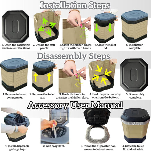Upgrade Portable Toilet for Adults, Travel Floding Toilet with Lid for Adults & Kids, Camping Toilet Portable Potty