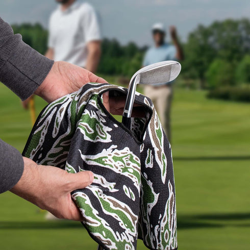 Magnetic Golf Towel with Center Cut and Loop Attachment, Strong Magnet for Golf Bag or Cart Accessory
