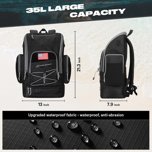 Maelstrom 35L Swim Backpack with Separate Shoes Compartment, Swim Gear Bag, Athlete Gym Rucksack for Men and Women