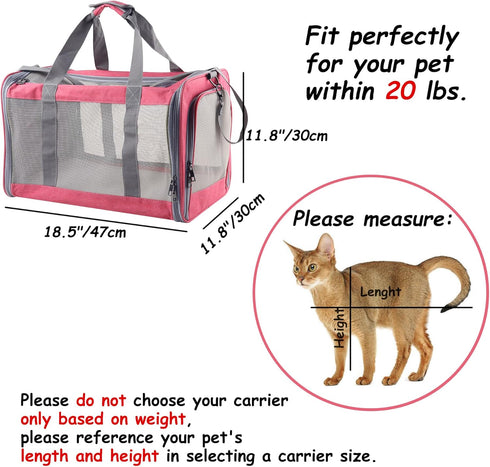 Cat Dog Carrier for Small Medium Pets, Portable Soft Carrier for Large Medium Cats and Puppies, Airline Approved