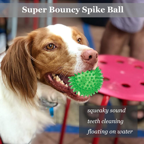 6PACK Squeaky Dog Toys, Spiky Dog Balls for Dental Health, Squeaker Ball Toys for Aggressive Chewers (S 6PACK)