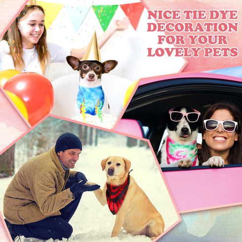 Huhumy 50 Summer Pcs Tie Dye Dog Bandanas Bulk Pet Bibs Colorful Triangle Scarf Pet Bandanas for Medium Large Dogs